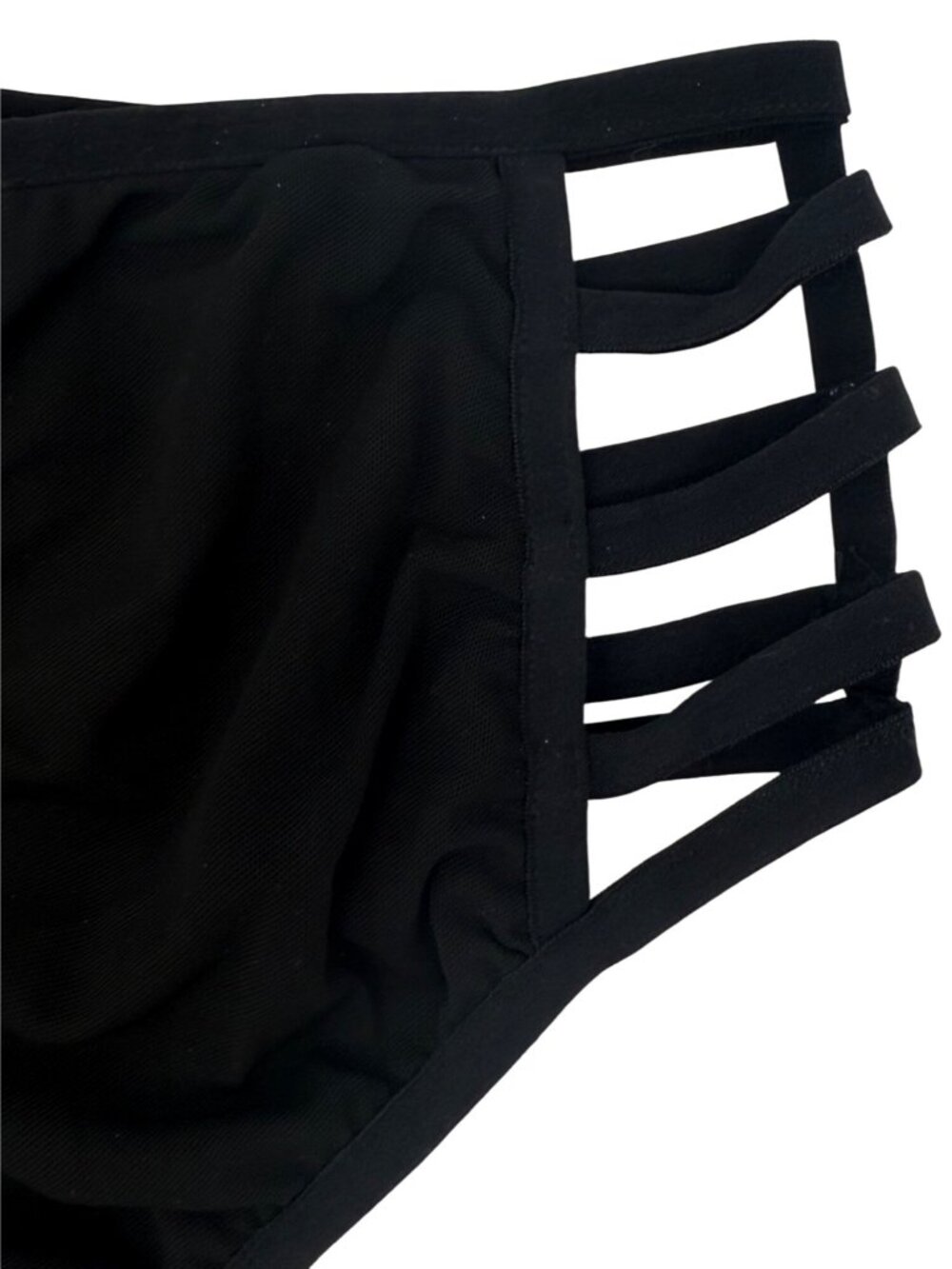 I Heart Raves 2 Piece Black Holographic Caged Halter Top & Bottoms Set| Festival - Picture 15 of 16